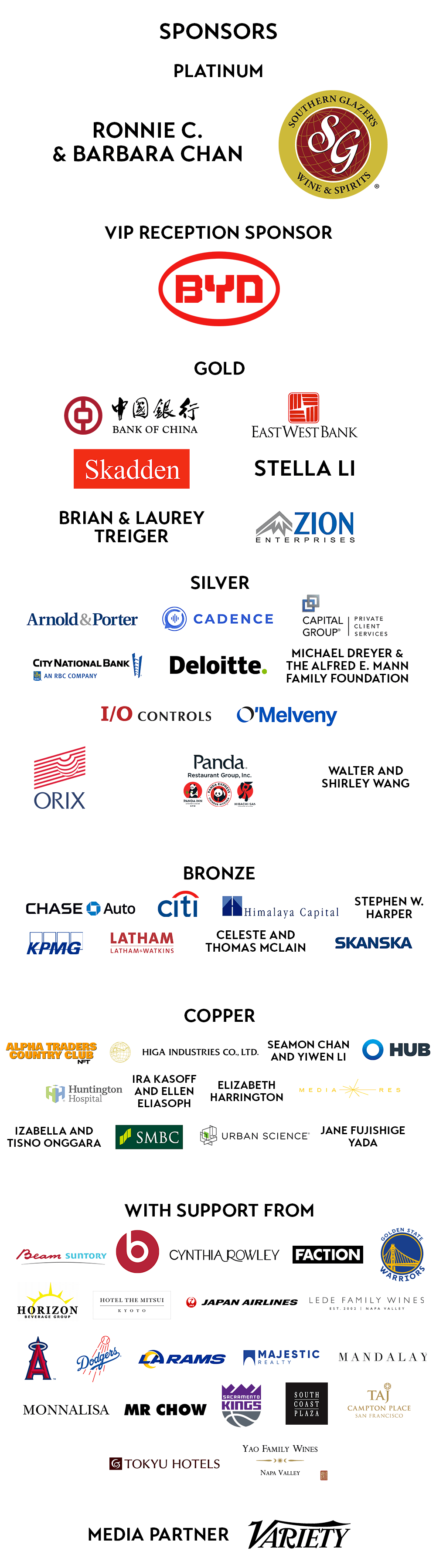 Asia Society SoCal 2022 Gala sponsors